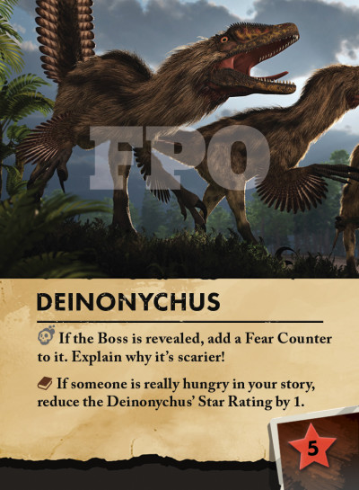 Deinonychus Card from Ancient Forest Deck, showing FPO Watermark
